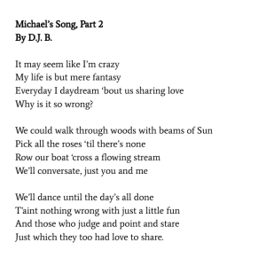"Michael's Song, Part 2" ~by DJ (Originally written January 7th, 2023).