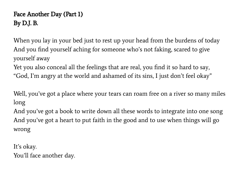 "Face Another Day (Part 1)" ~ by DJ